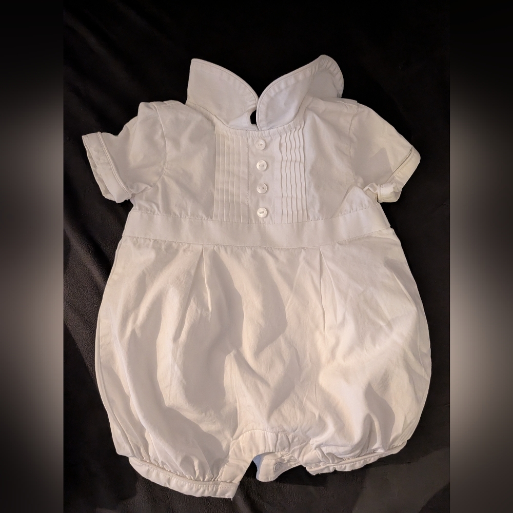 Janie and Jack Baby Pintucked Collared Romper